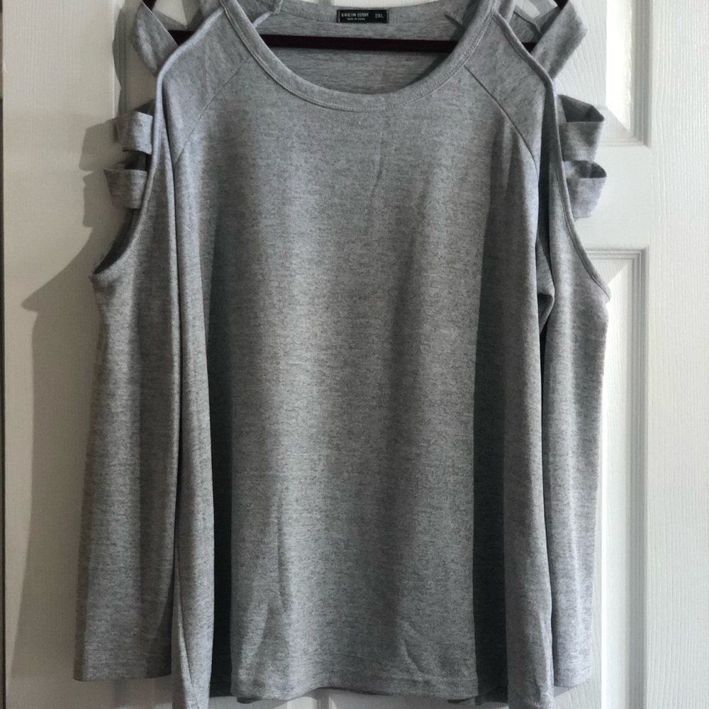 “Cold” Shoulder Long Sleeved Top.